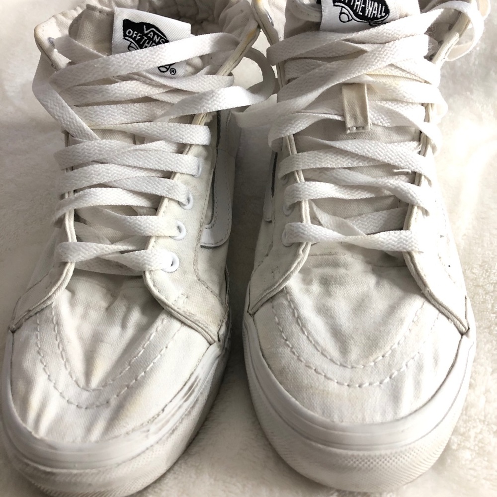 ✨Stained White HighTop Vans✨